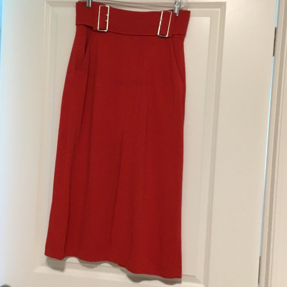 ALC bright red midi skirt so 6